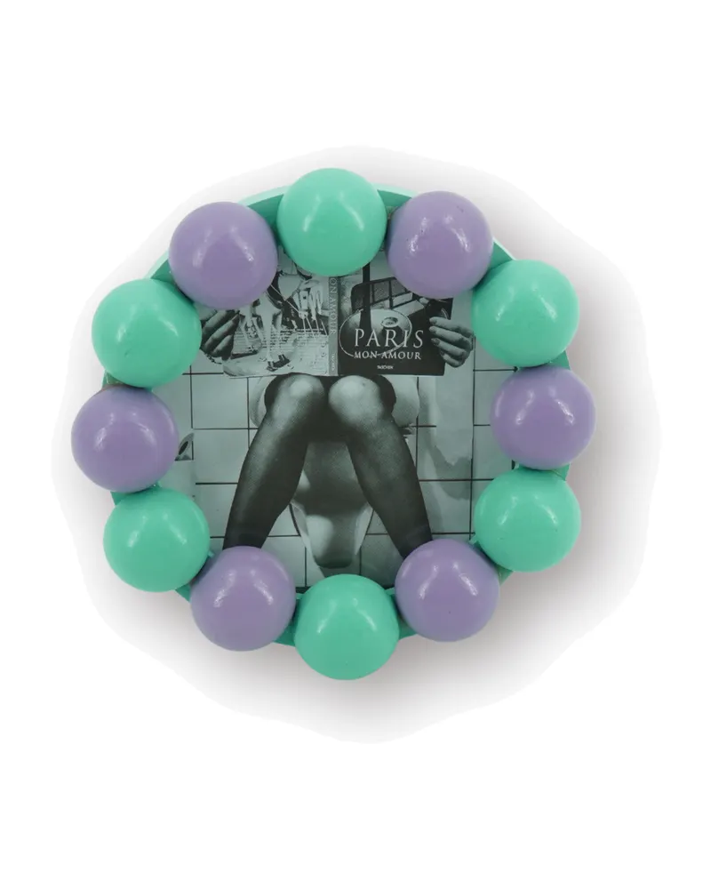 Bilderrahmen Bubbles aus MDF mit Perlenrand von Housevitamin in Flieder/Mint, 14,5 × 14,5 cm, Ansicht 1
