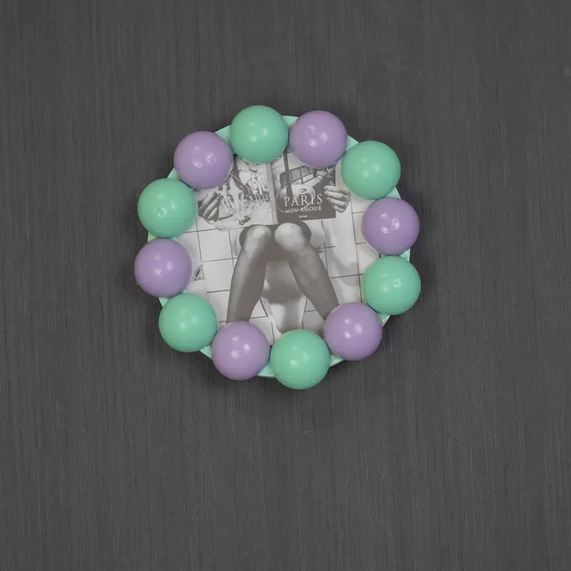 Bilderrahmen Bubbles aus MDF mit Perlenrand von Housevitamin in Flieder/Mint, 14,5 × 14,5 cm, Ansicht 3