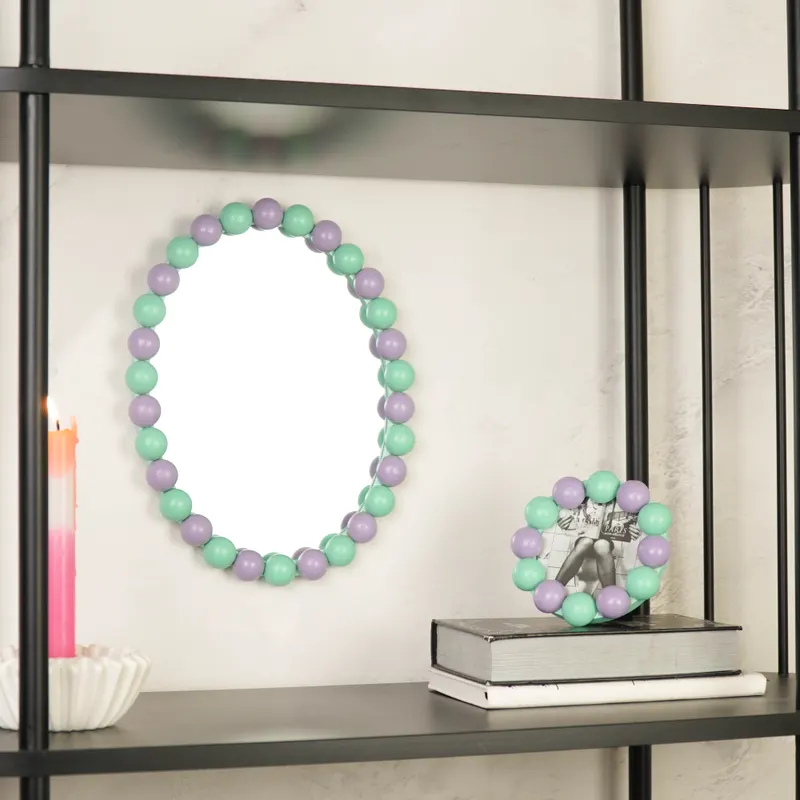 Bilderrahmen Bubbles aus MDF mit Perlenrand von Housevitamin in Flieder/Mint, 14,5 × 14,5 cm, Ansicht 4
