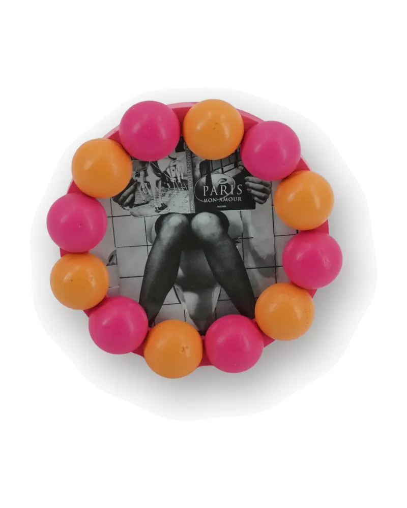 Bilderrahmen Bubbles aus MDF mit Perlenrand von Housevitamin in Neonpink/Orange, 14,5 × 14,5 cm, Ansicht 1
