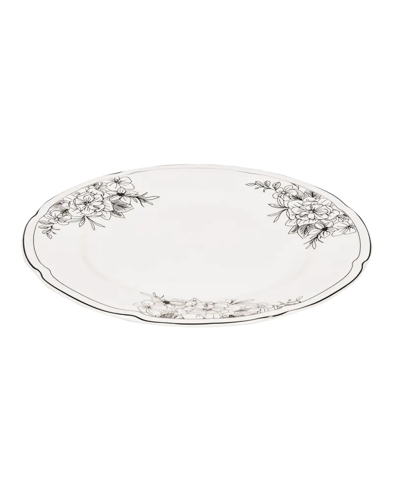 Teller Les Fleurs aus New Bone China von Housevitamin in Schwarz-Weiß, Ø 26 cm, Ansicht 2
