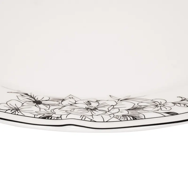 Teller Les Fleurs aus New Bone China von Housevitamin in Schwarz-Weiß, Ø 26 cm, Ansicht 3