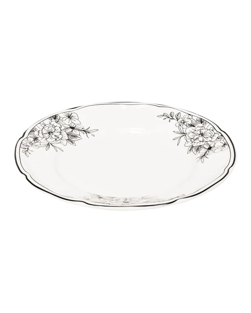 Teller Les Fleurs aus New Bone China von Housevitamin in Schwarz-Weiß, Ansicht 2