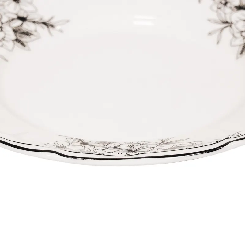 Teller Les Fleurs aus New Bone China von Housevitamin in Schwarz-Weiß, Ansicht 3