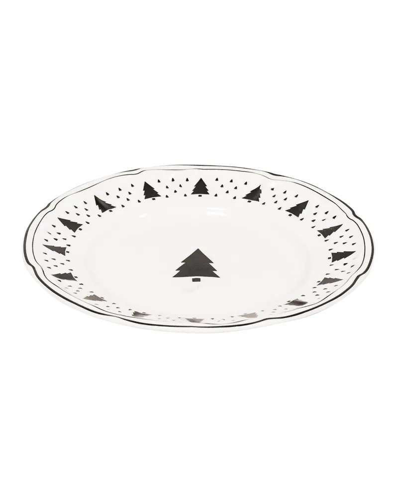 Weihnachtsteller mit Tannenbaummotiv aus New Bone China von Housevitamin in Schwarz-Weiß, Ansicht 2