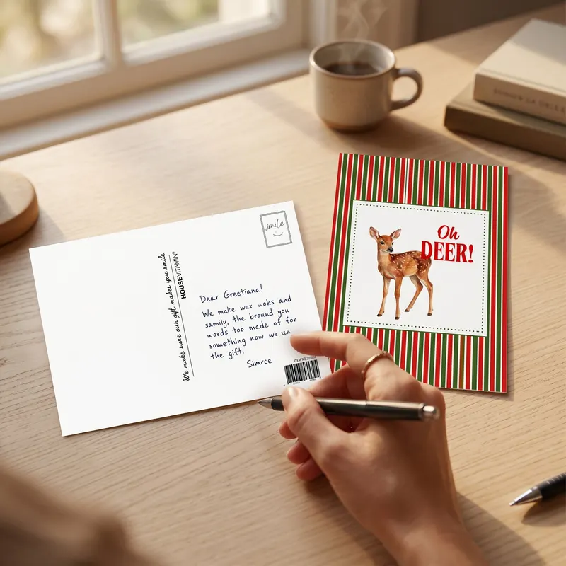 Postkarten-Set „Oh Deer“ aus Papier, 5-teilig im A6-Format von Housevitamin, A6, Ansicht 2