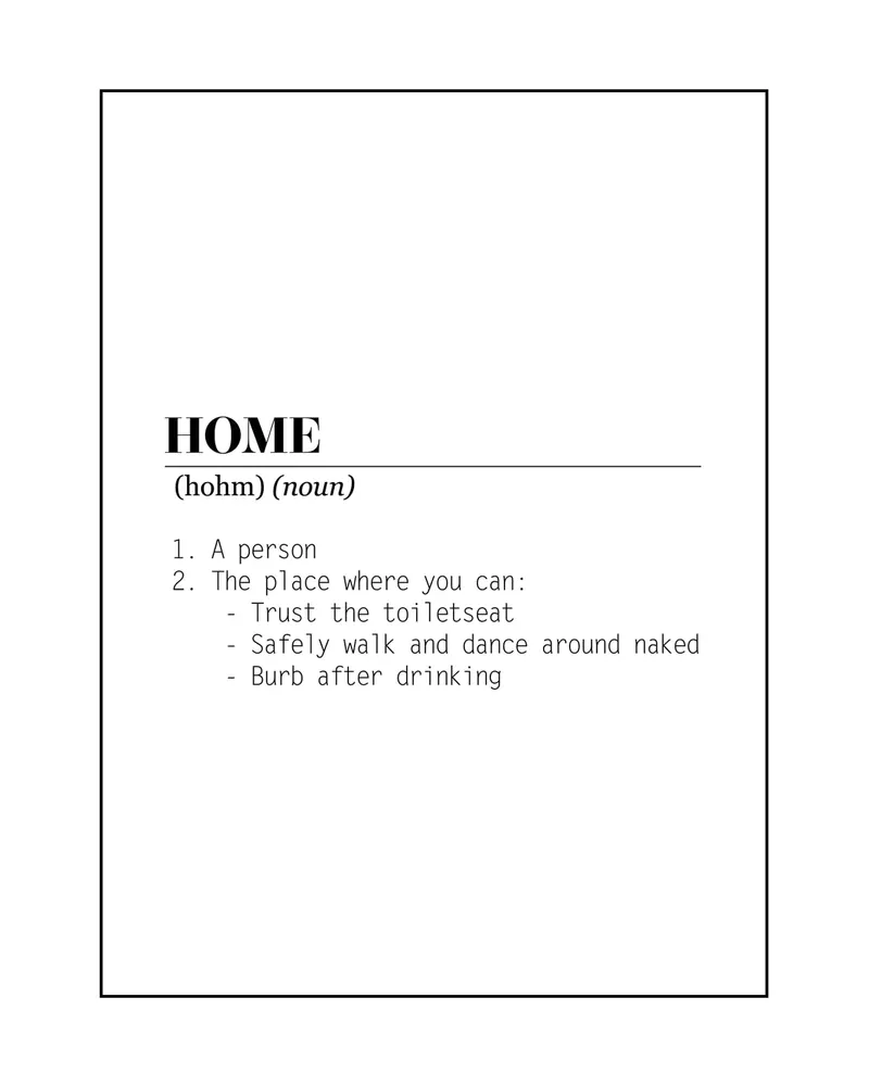 Wandposter „Home Dictionary“ aus Papier im A3-Format, Weiß