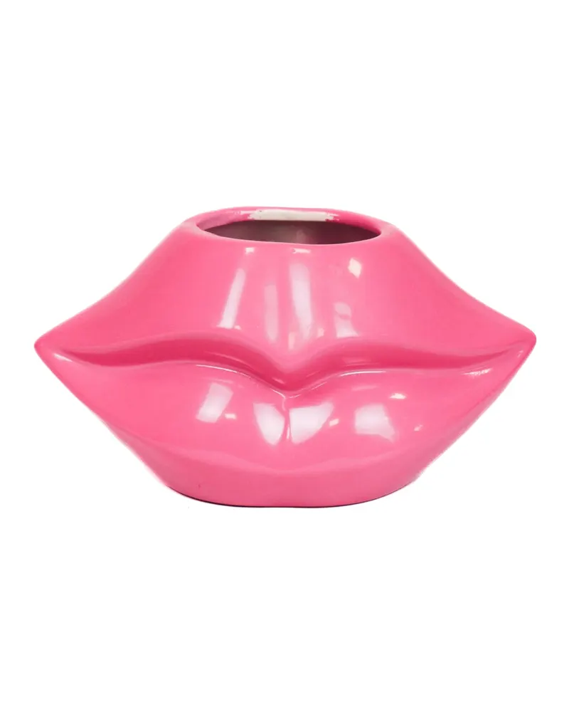 Lippenvase aus Keramik in Neonpink von Housevitamin in Neonpink, 21 × 19 × 11 cm, Ansicht 1