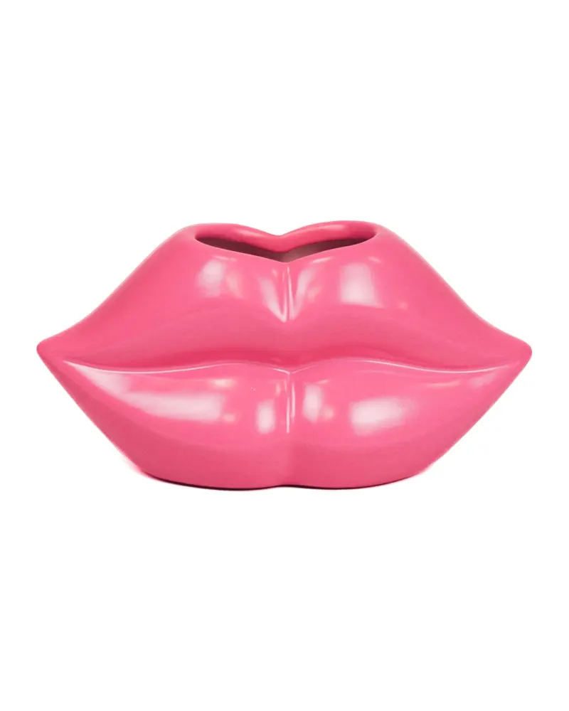 Keramikvase in Lippenform für dekorative Akzente von Housevitamin in Neonpink, 15,5 × 6,5 × 7,5 cm, Ansicht 1