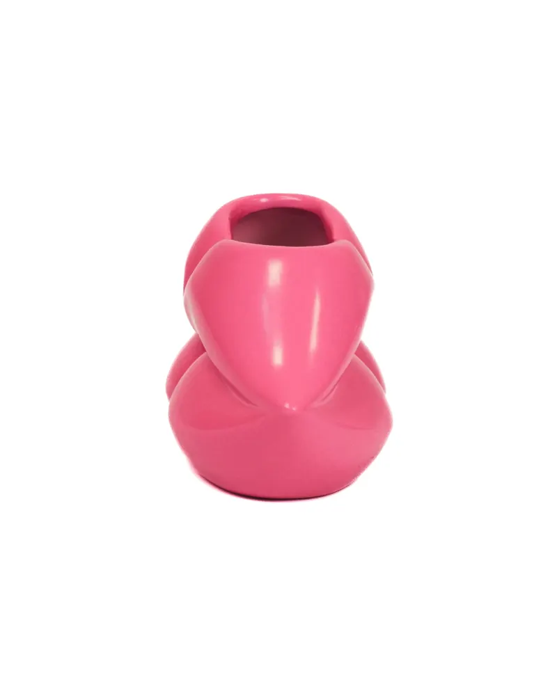 Keramikvase in Lippenform für dekorative Akzente von Housevitamin in Neonpink, 15,5 × 6,5 × 7,5 cm, Ansicht 4