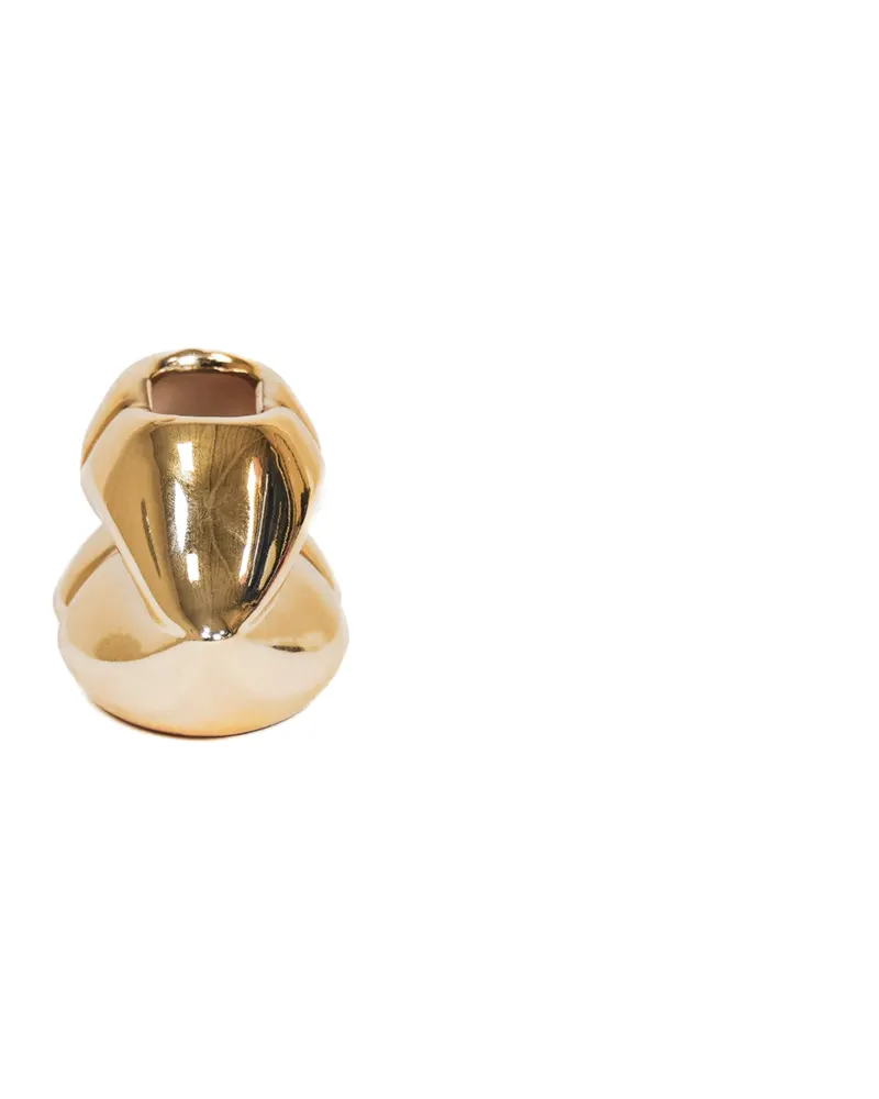 Lippenvase aus Keramik in goldfarbener Optik von Housevitamin in Goldfarben, 15,5 × 6,5 × 7,5 cm, Ansicht 3