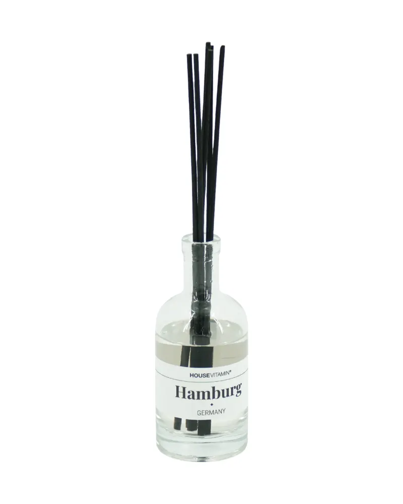 Raumduft-Diffuser Hamburg mit Duftstäbchen aus Glas, 100 ml, Schwarz (Duftstäbchen)