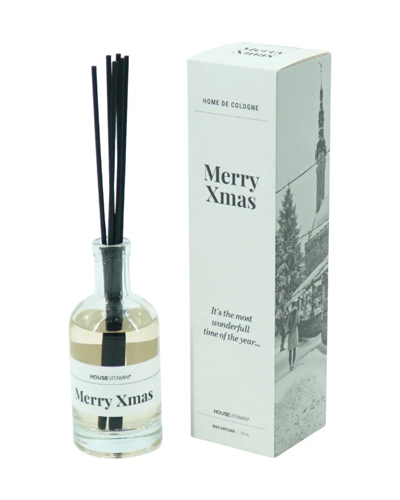 Weihnachts-Raumduft Merry Xmas aus Glas mit Apfel-Zimt-Duft von Housevitamin, Ansicht 2