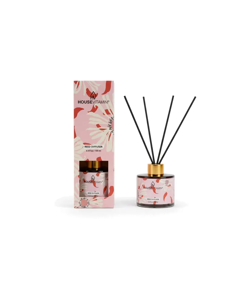 Raumduft-Diffuser Peony Blush mit Glasflasche und Duftstäbchen