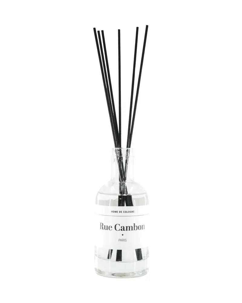 Raumduft-Diffuser Rue Cambon Paris aus Glas mit Bergamotte von Housevitamin in Schwarze Duftstäbchen, Flasche: 8 × 8 × 20 cm; Flasche mit Stäbchen: 8 × 32,5 cm, Ansicht 1