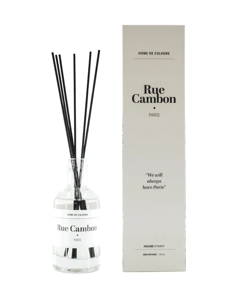 Raumduft-Diffuser Rue Cambon Paris aus Glas mit Bergamotte von Housevitamin in Schwarze Duftstäbchen, Flasche: 8 × 8 × 20 cm; Flasche mit Stäbchen: 8 × 32,5 cm, Ansicht 4