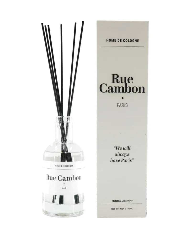 Raumduft-Diffuser Rue Cambon Paris aus Glas mit Bergamotte von Housevitamin in Schwarze Duftstäbchen, Flasche: 5,5 × 5,5 × 12,5 cm, Ansicht 2