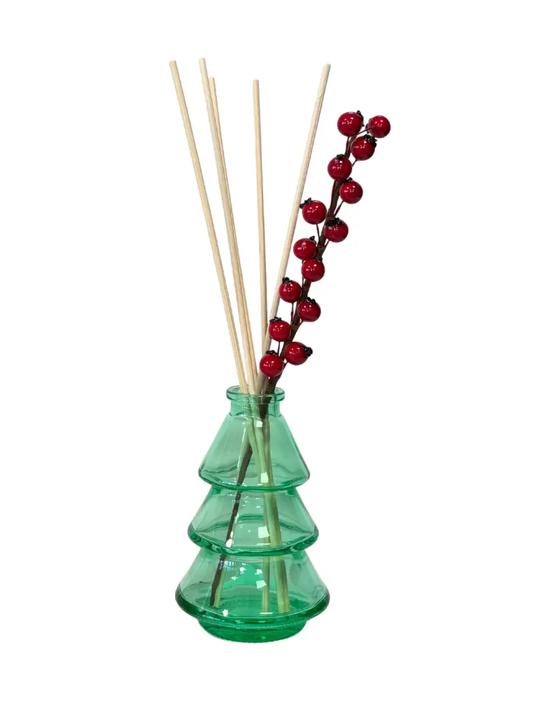 Weihnachtsbaum-Diffuser mit Apfel-Zimt-Duft und Holzstäbchen von Housevitamin in Grün, Ansicht 2