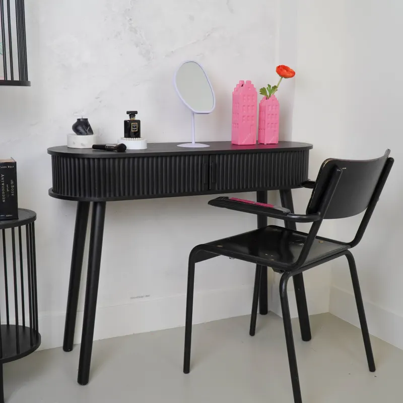 Beistelltisch LET’S SLAT aus MDF mit Lamellenfront von Housevitamin in Schwarz, 100 × 33 × 76 cm (L × B × H), Ansicht 4