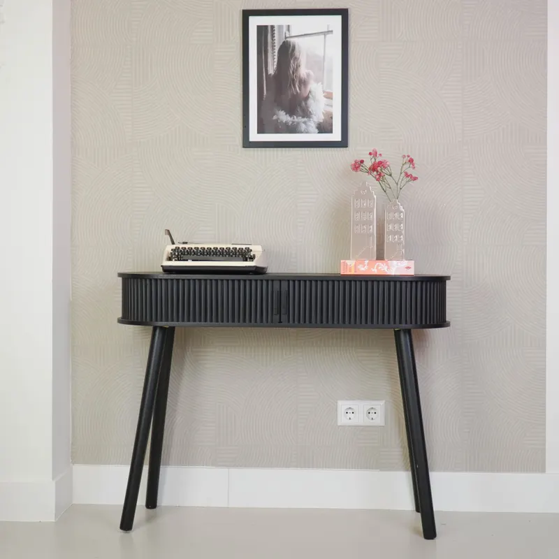 Beistelltisch LET’S SLAT aus MDF mit Lamellenfront von Housevitamin in Schwarz, 100 × 33 × 76 cm (L × B × H), Ansicht 5