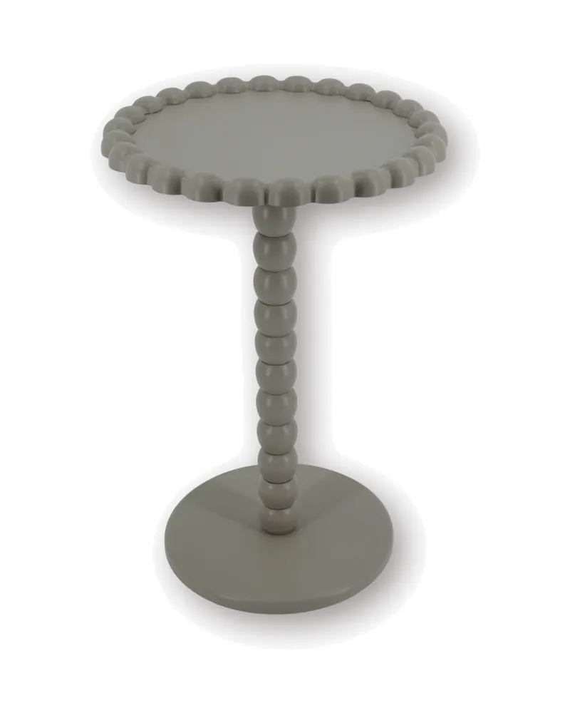 Runder Beistelltisch Pearl mit Perlenrand aus MDF, Taupe