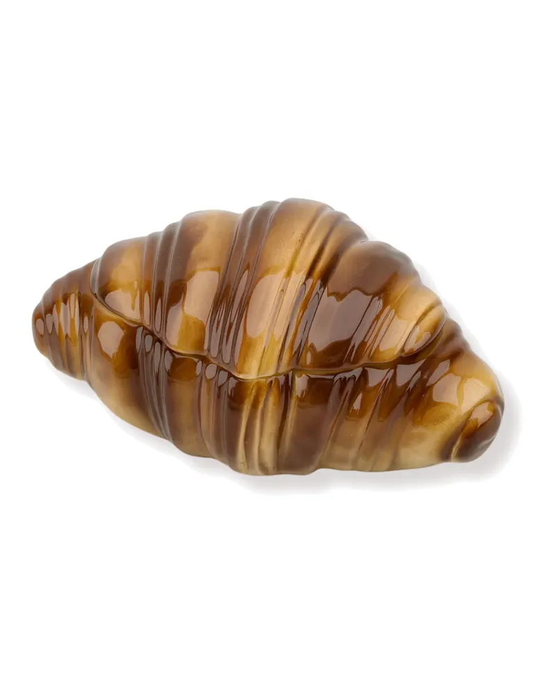 Dekorative Aufbewahrungsdose Croissant aus Dolomit, Braun
