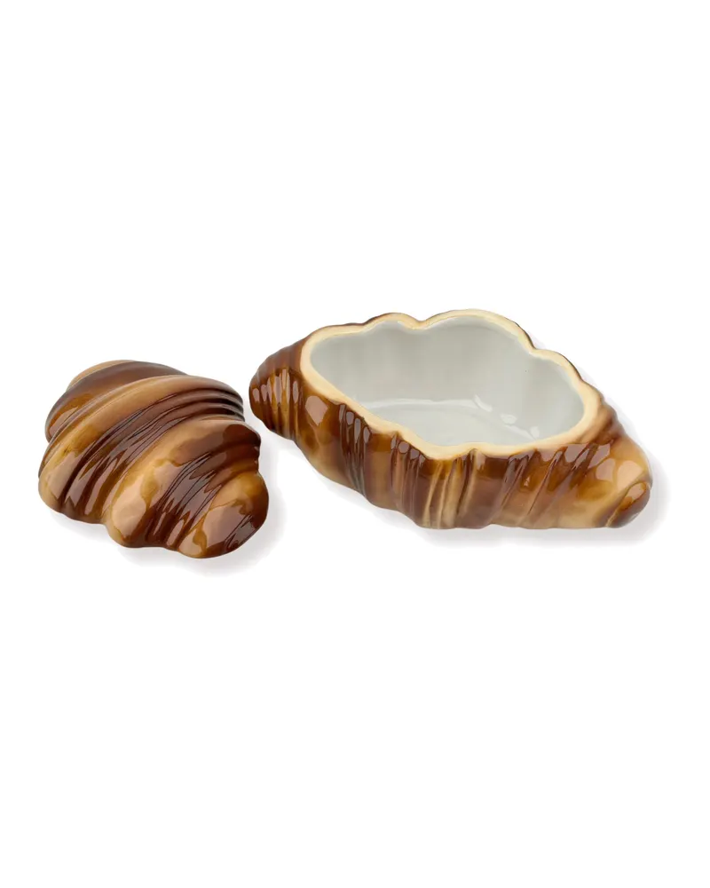 Dekorative Aufbewahrungsdose Croissant aus Dolomit von Housevitamin in Braun, 16,5 × 10 × 7,5 cm, Ansicht 2