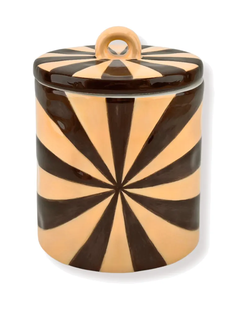 Dekorative Aufbewahrungsdose Swirl aus Dolomit, braun-karamellfarben, Braun und Karamell