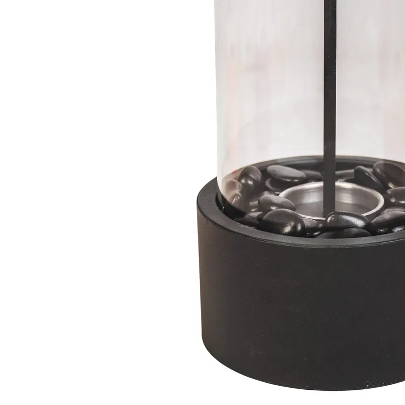 Runder Tischkamin aus Metall und Glas für Bioethanol von Housevitamin in Schwarz, 18 × 18 × 26,5 cm, Ansicht 2