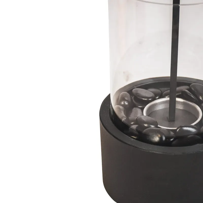 Runder Tischkamin aus Metall und Glas für Bioethanol von Housevitamin in Schwarz, 21 × 21 × 28 cm, Ansicht 2