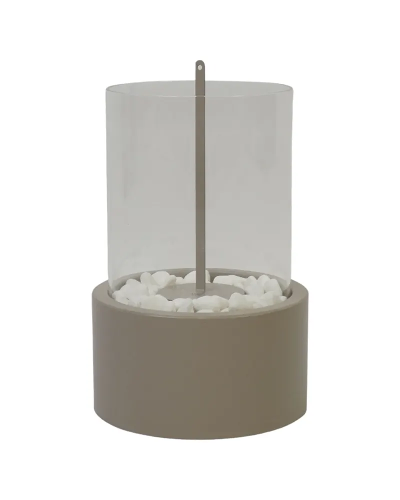 Runder Tischkamin aus Metall und Glas für Bioethanol von Housevitamin in Taupe, 18 × 18 × 26,5 cm, Ansicht 2