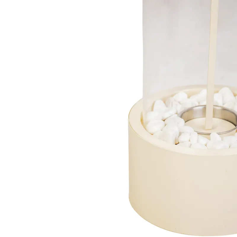 Runder Bioethanol-Tischkamin aus Metall und Glas von Housevitamin in Sand, 18 × 18 × 26,5 cm, Ansicht 4