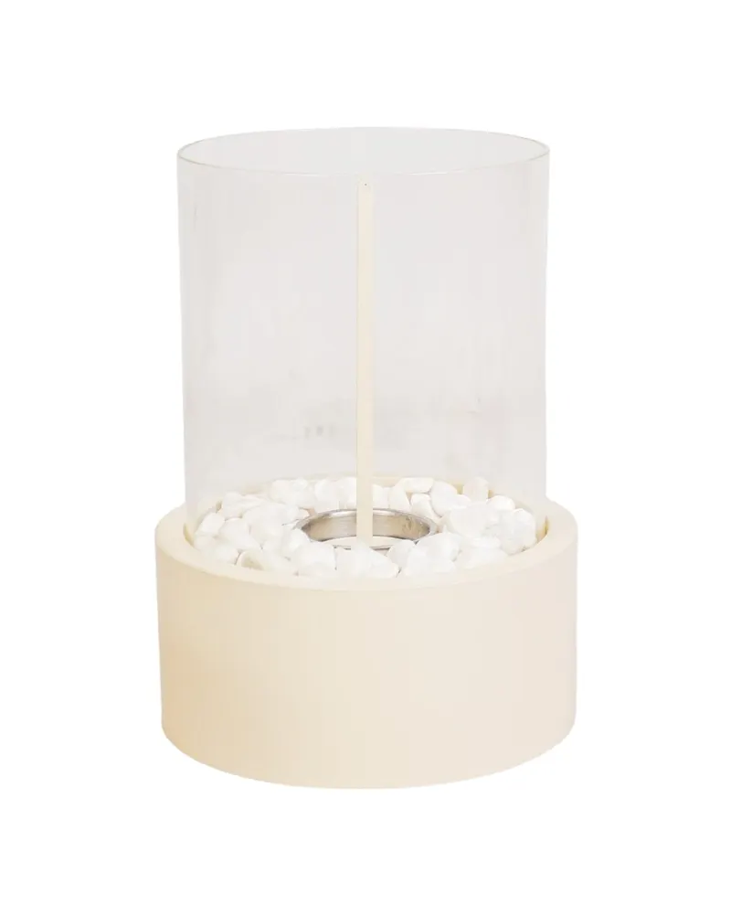 Runder Bioethanol-Tischkamin aus Metall und Glas von Housevitamin in Sand, 21 × 21 × 28 cm, Ansicht 1