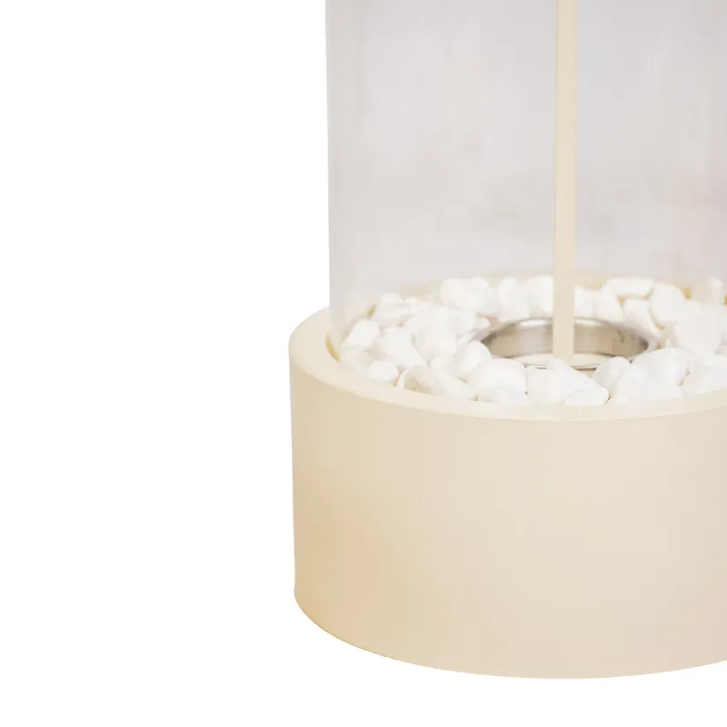 Runder Bioethanol-Tischkamin aus Metall und Glas von Housevitamin in Sand, 21 × 21 × 28 cm, Ansicht 2