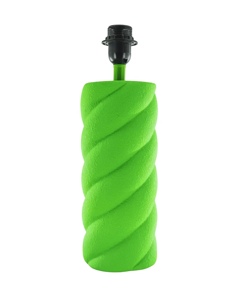 Gedrehte Keramik-Tischlampe mit E27-Fassung von Housevitamin in Neongrün, 12 × 12 × 28 cm, Ansicht 1