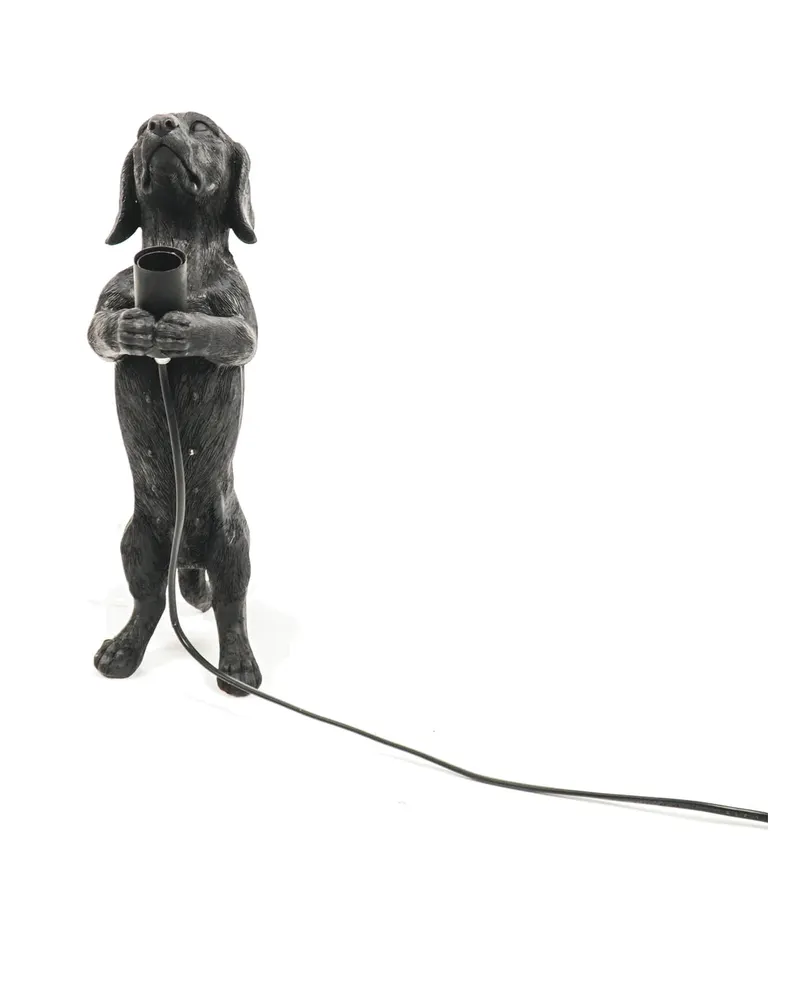 Dackel-Tischlampe aus Polyresin mit E14-Fassung von Housevitamin in Schwarz, 10 × 15 × 38 cm, Ansicht 2