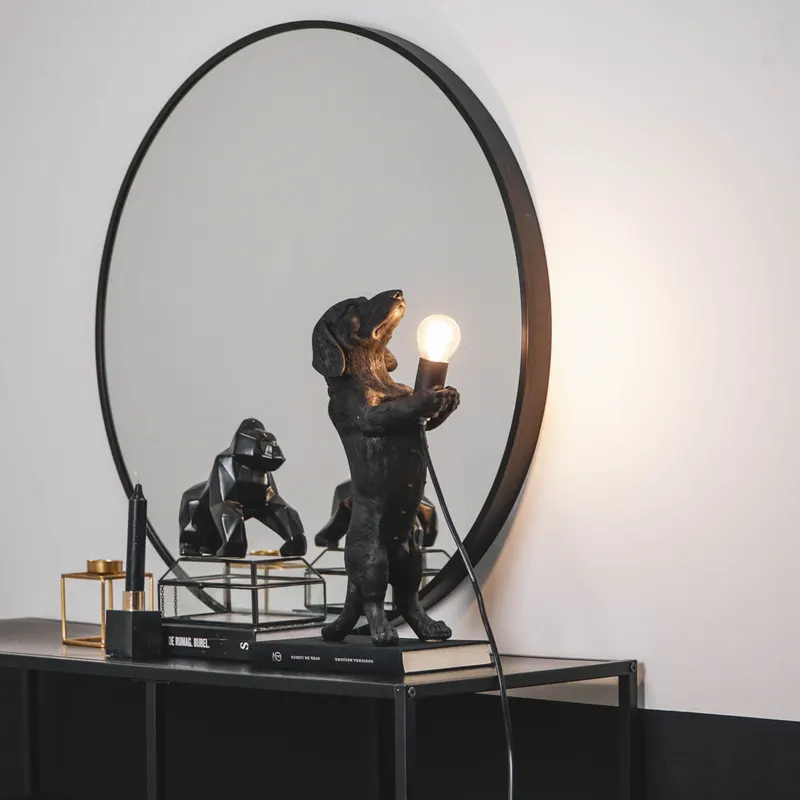 Dackel-Tischlampe aus Polyresin mit E14-Fassung von Housevitamin in Schwarz, 10 × 15 × 38 cm, Ansicht 5