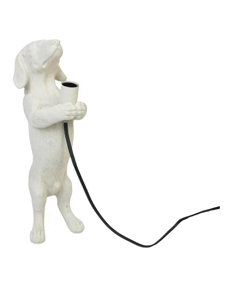 Dackel-Tischlampe aus Polyresin mit E14-Fassung von Housevitamin in Cremeweiß, 10 × 15 × 38 cm, Ansicht 1