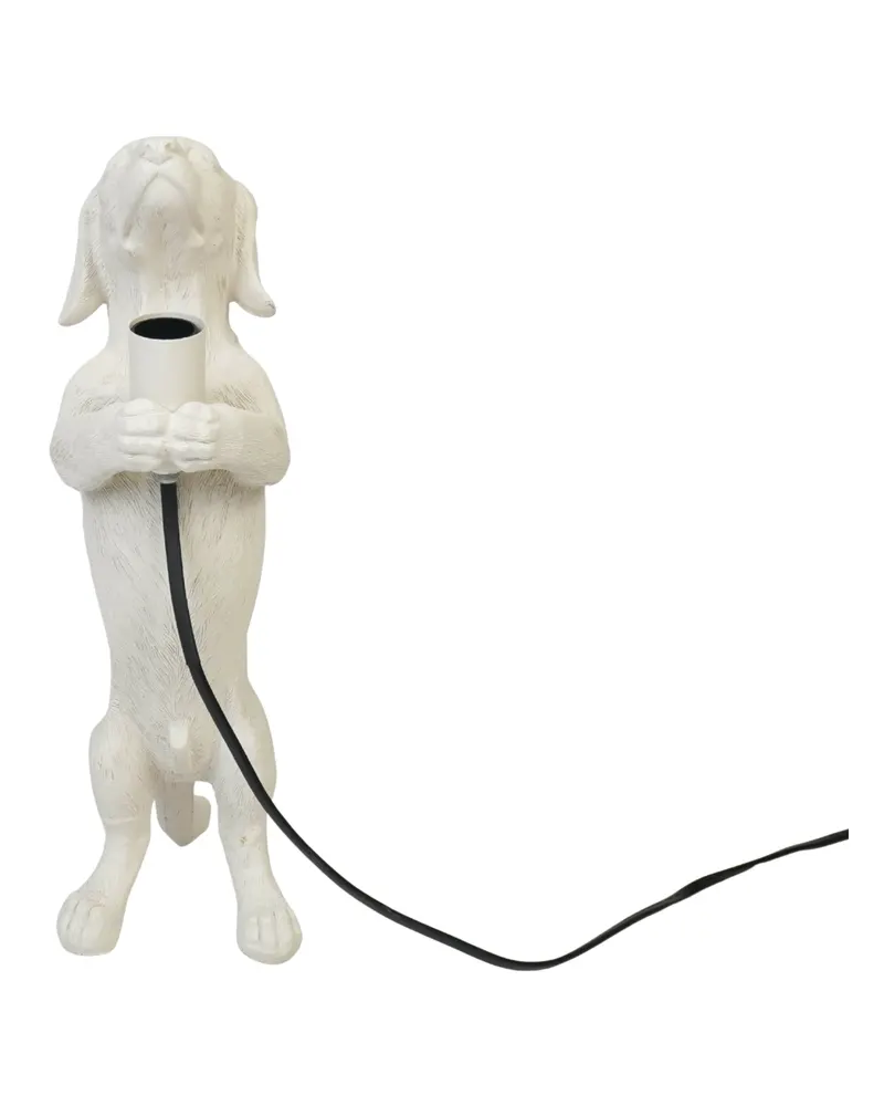 Dackel-Tischlampe aus Polyresin mit E14-Fassung von Housevitamin in Cremeweiß, 10 × 15 × 38 cm, Ansicht 5