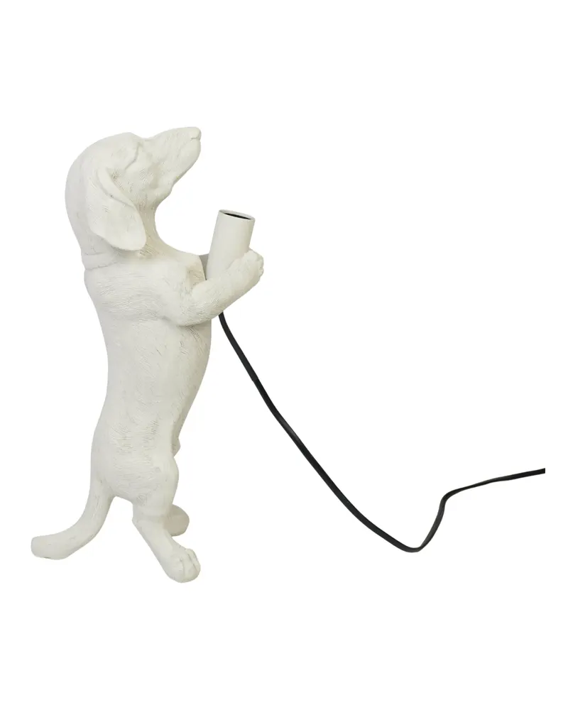 Dackel-Tischlampe aus Polyresin mit E14-Fassung von Housevitamin in Cremeweiß, 10 × 15 × 38 cm, Ansicht 7