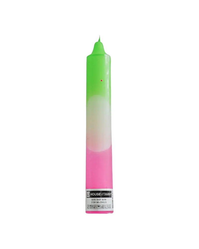 XXL-Dip-Dye-Tischkerze in zwei Farbvarianten von Housevitamin in Grün, Weiß und Pink, 3,8 × 25 cm, Ansicht 1