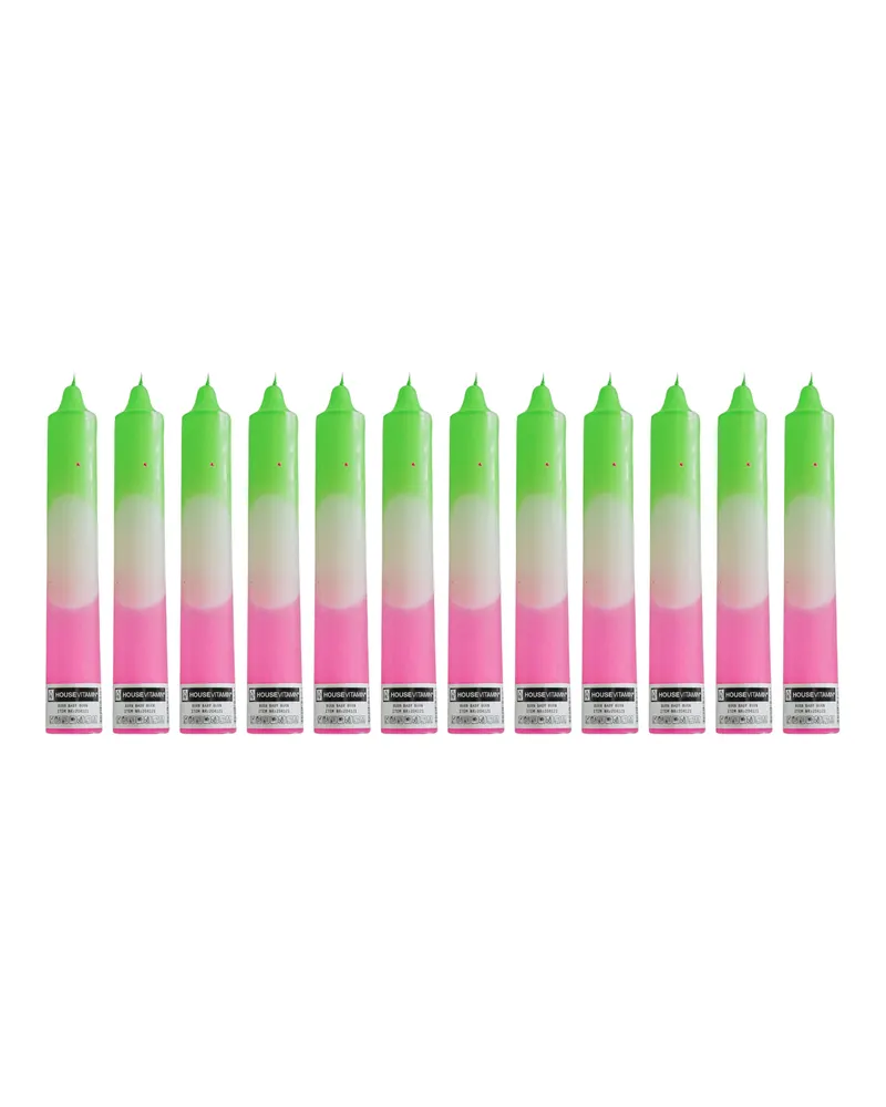 XXL-Dip-Dye-Tischkerze in zwei Farbvarianten von Housevitamin in Grün, Weiß und Pink, 3,8 × 25 cm, Ansicht 2