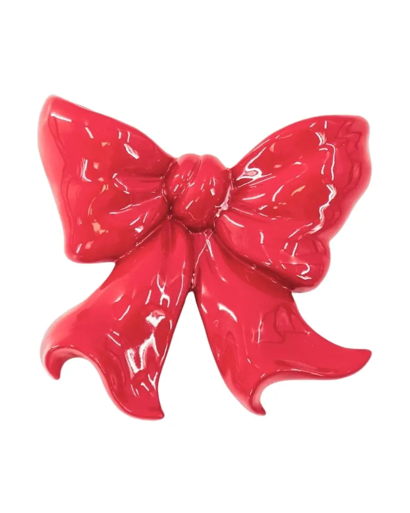 Keramische Wandvase Bow in Rot mit Schleifenform von Housevitamin in Rot, 19 × 18,5 × 5,5 cm, Ansicht 1