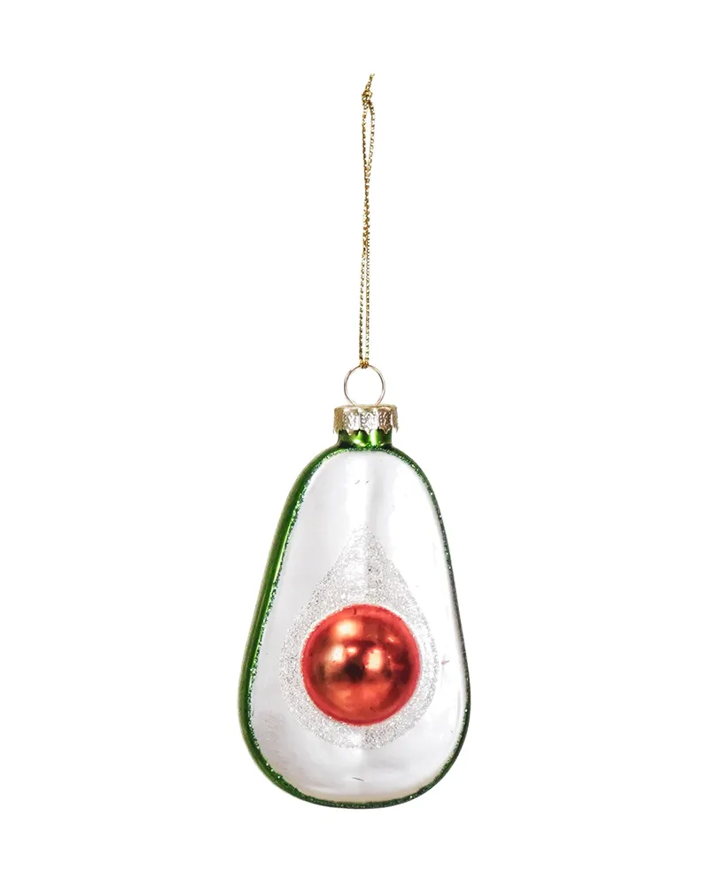 Weihnachtsanhänger Avocado aus grünem Glas, Grün