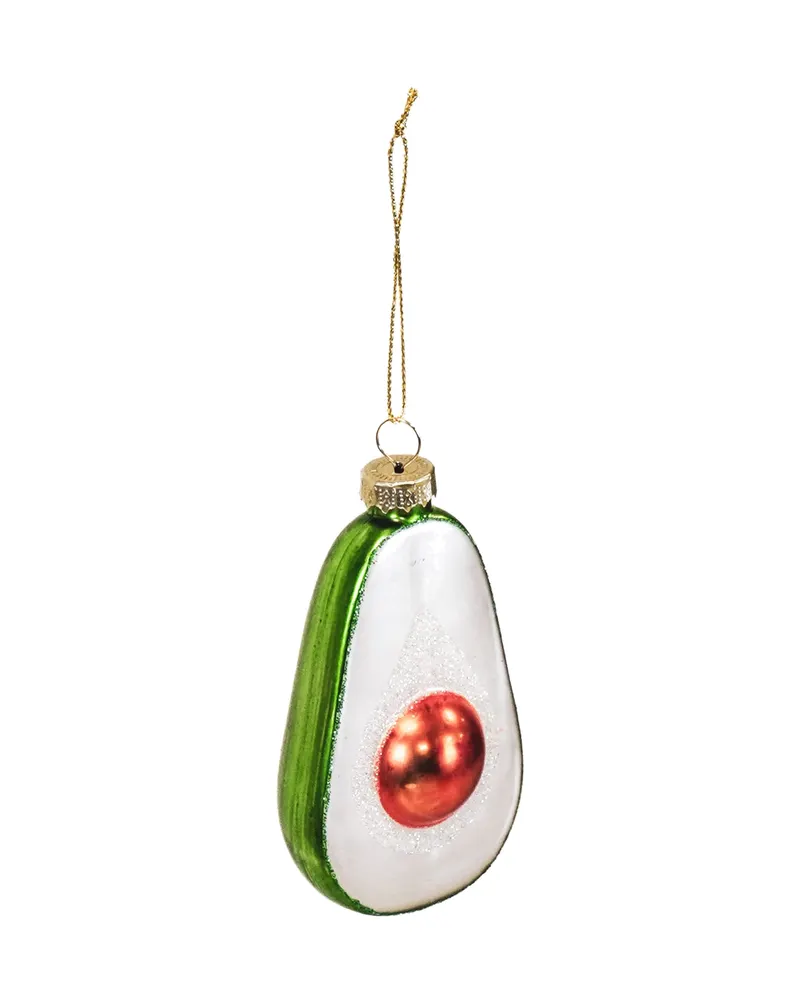 Weihnachtsanhänger Avocado aus grünem Glas von Housevitamin in Grün, 5,5 × 4 × 9,5 cm, Ansicht 2