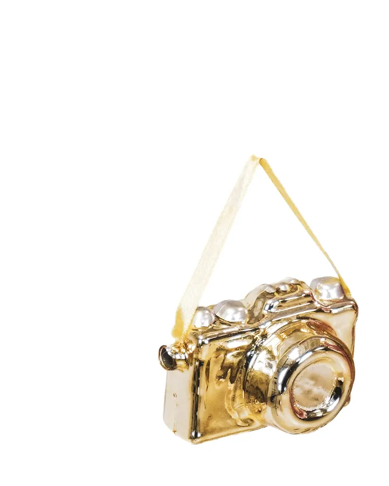Weihnachtsanhänger Kamera aus Glas, goldfarben von Housevitamin in Goldfarben, 8 × 5 × 4 cm, Ansicht 3