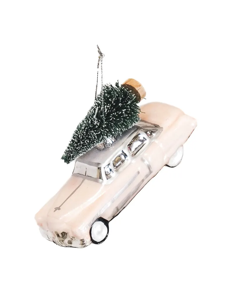 Weihnachtsanhänger Auto aus Glas in Pink von Housevitamin in Pink, 12 × 5 × 7 cm, Ansicht 2