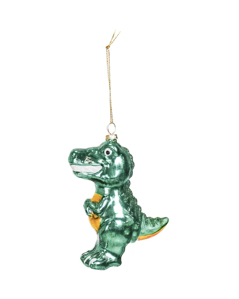 Dino-Weihnachtsanhänger aus Glas für Zweige und Tischdeko, Rosa
