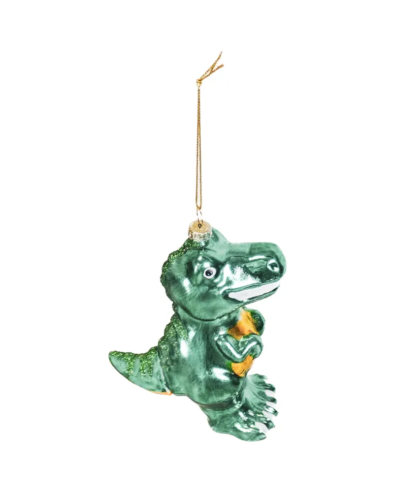 Dino-Weihnachtsanhänger aus Glas für Zweige und Tischdeko von Housevitamin in Grün, Ansicht 2