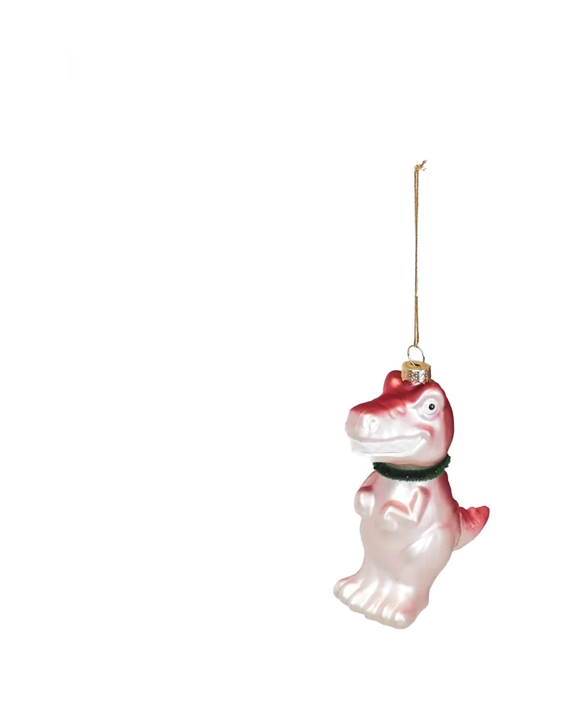 Dino-Weihnachtsanhänger aus Glas für Zweige und Tischdeko von Housevitamin in Rosa, 4,5 × 9,5 × 12,5 cm, Ansicht 2